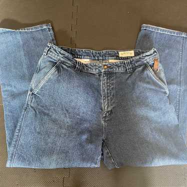 Orvis Denim Blue Jeans Jacket Four Pocket Full Zip Mens Large L