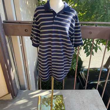 Puritan Puritan Striped Collared Short Sleeve Blue