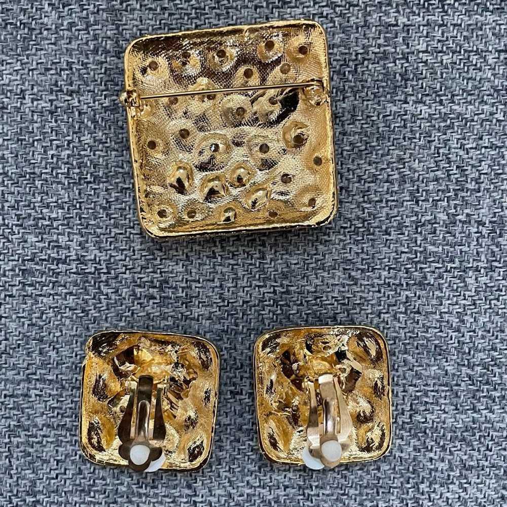 Vintage Vintage 3pc Gold Tone Leopard Brooch Pin … - image 3
