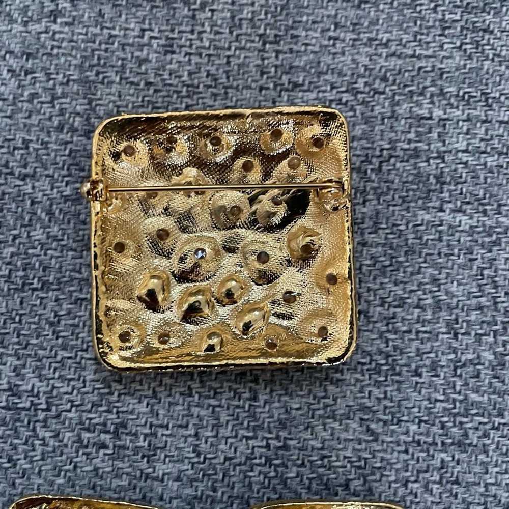 Vintage Vintage 3pc Gold Tone Leopard Brooch Pin … - image 5