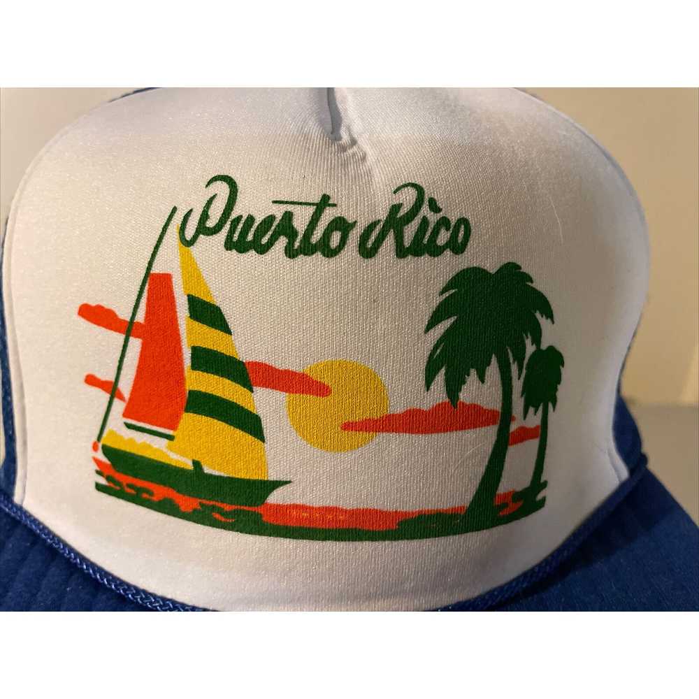 Vintage Vintage Puerto Rico Blue Trucker Hat Rope… - image 3