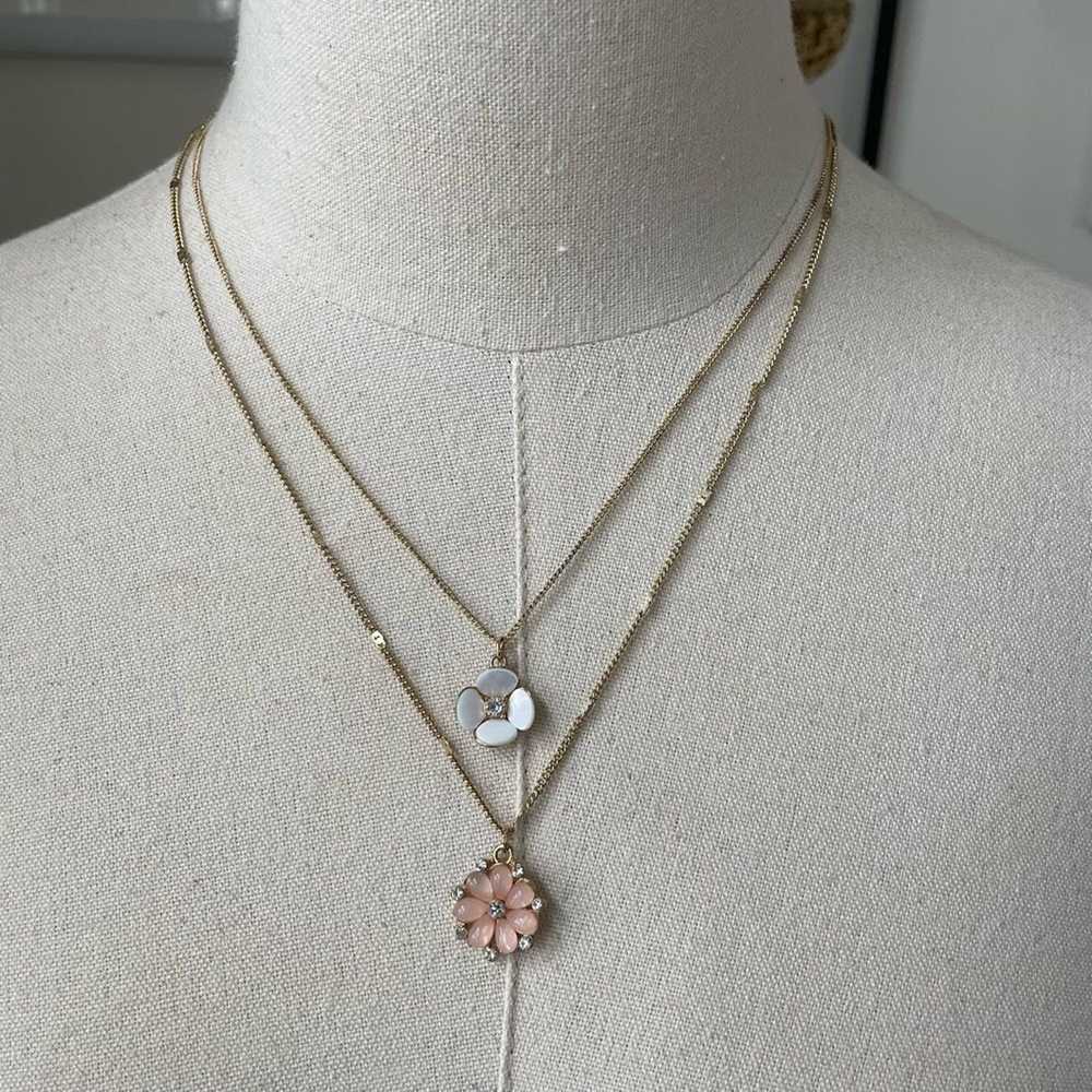 Other Lauren Conrad 2 Layer Necklace Pink White G… - image 1