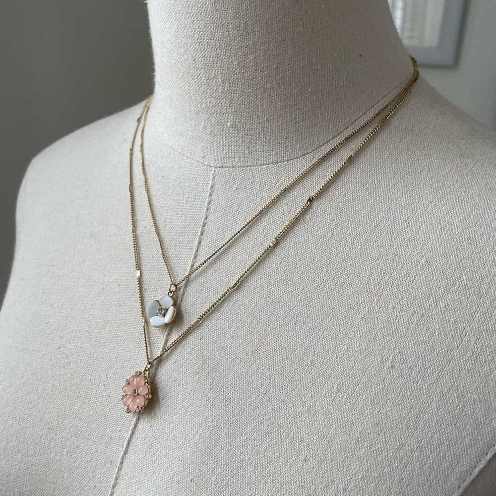 Other Lauren Conrad 2 Layer Necklace Pink White G… - image 3