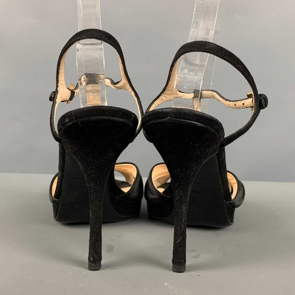 Prada Black Silk Suede Platform Sandals - image 3