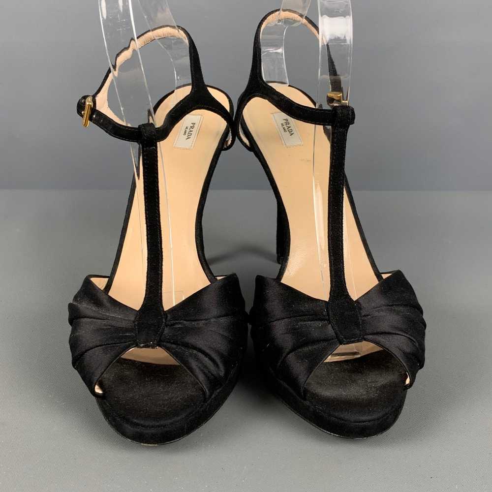 Prada Black Silk Suede Platform Sandals - image 4