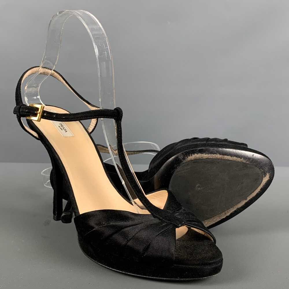 Prada Black Silk Suede Platform Sandals - image 5