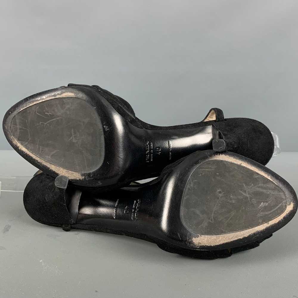 Prada Black Silk Suede Platform Sandals - image 6