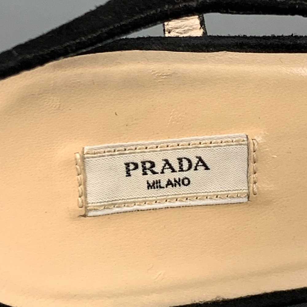 Prada Black Silk Suede Platform Sandals - image 7