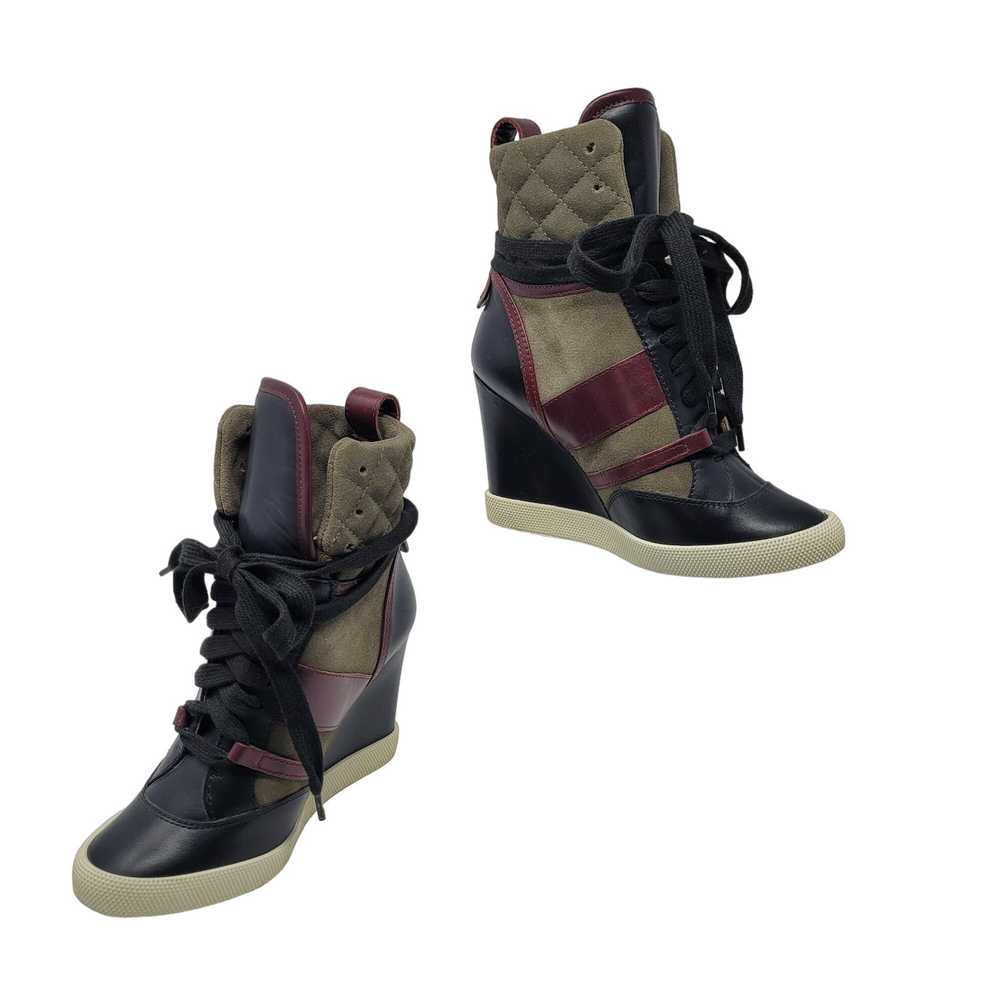 Chloe Chloe Leather Quilted Suede Wedge Sneaker 3… - image 1