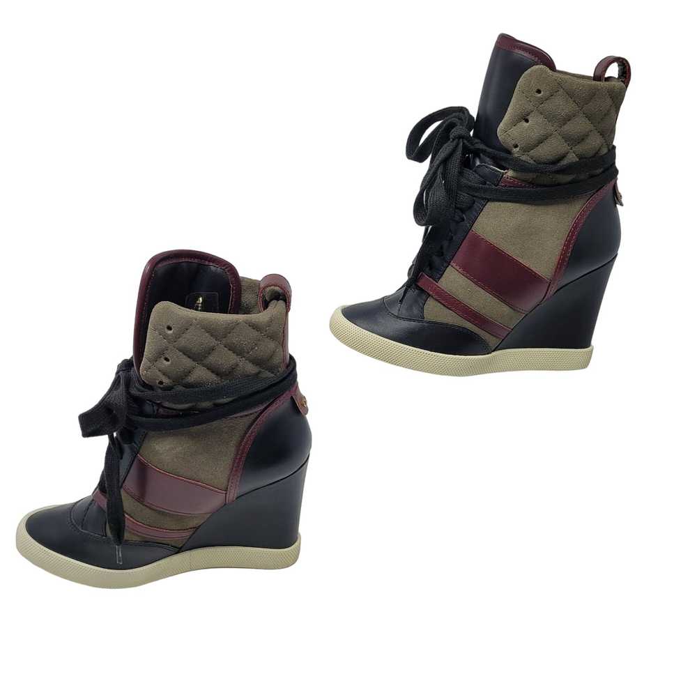 Chloe Chloe Leather Quilted Suede Wedge Sneaker 3… - image 7