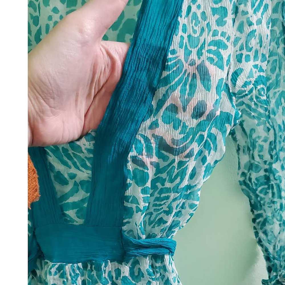 Milly Milly Blue Teal Paisley Print Sheer Long Sl… - image 8