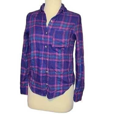 Aeropostale Women's Pink Plaid Button Down Shirt