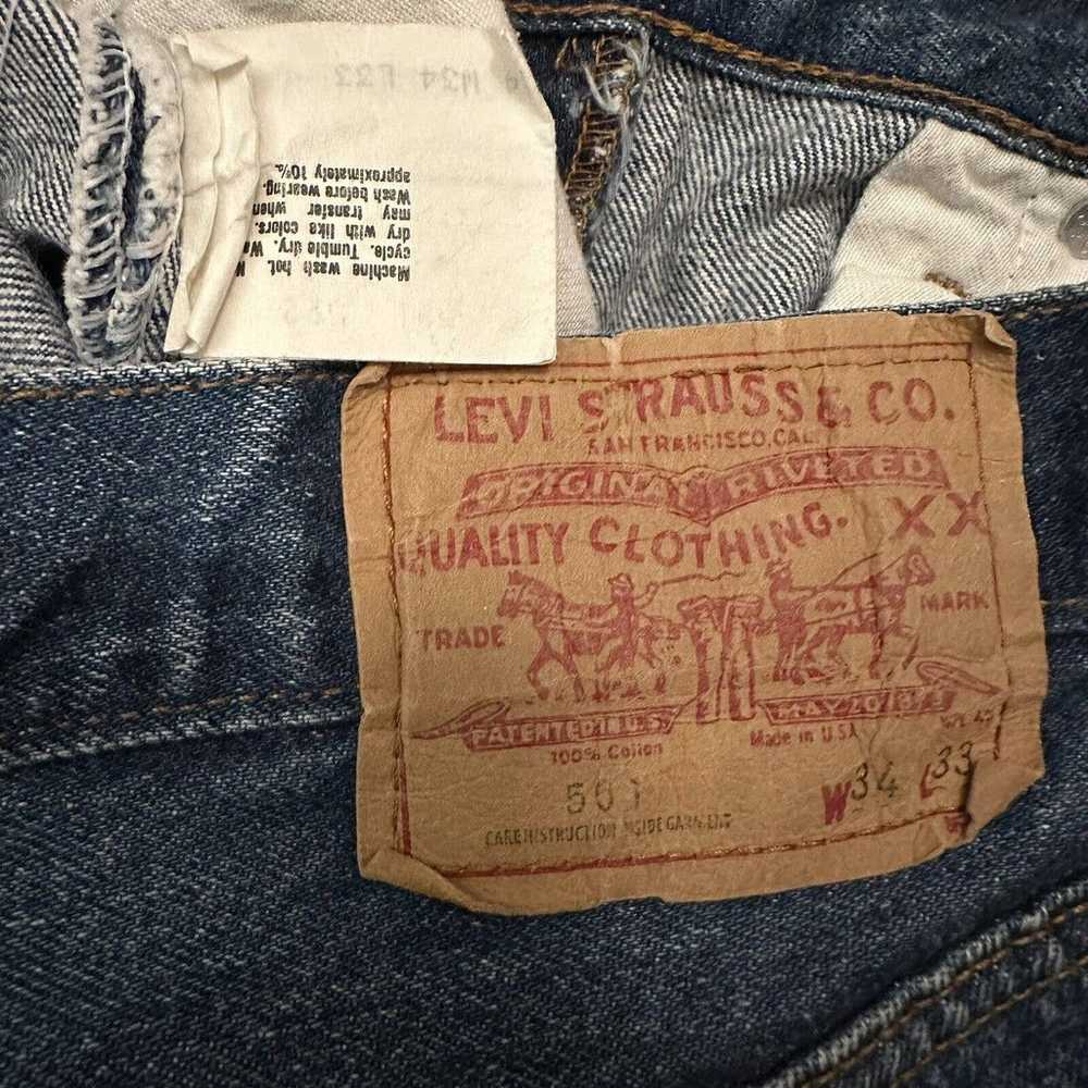 Vintage 80s Levi’s 501 Blue Denim Jeans Size 34x3… - image 7