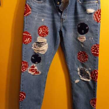 VTG UNISEX LEVI'S 501 -T  RIPPED KNEES JEANS UPCY… - image 1