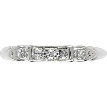 Narrow Platinum Diamond Wedding Band