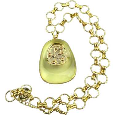 Designer 18K Goldplate Gem-Like Resin Necklace - … - image 1