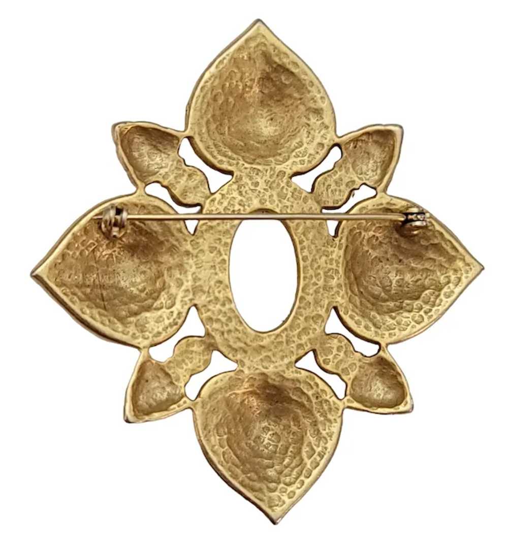 Matte Gold Tone Maltese Cross Of Hearts, Faux Pea… - image 4