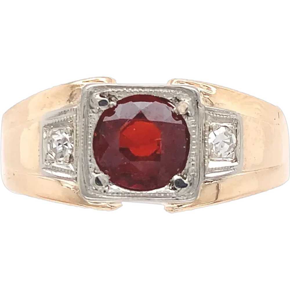 14K Yellow Gold 1.57 carat Garnet & Diamond Ring - image 1