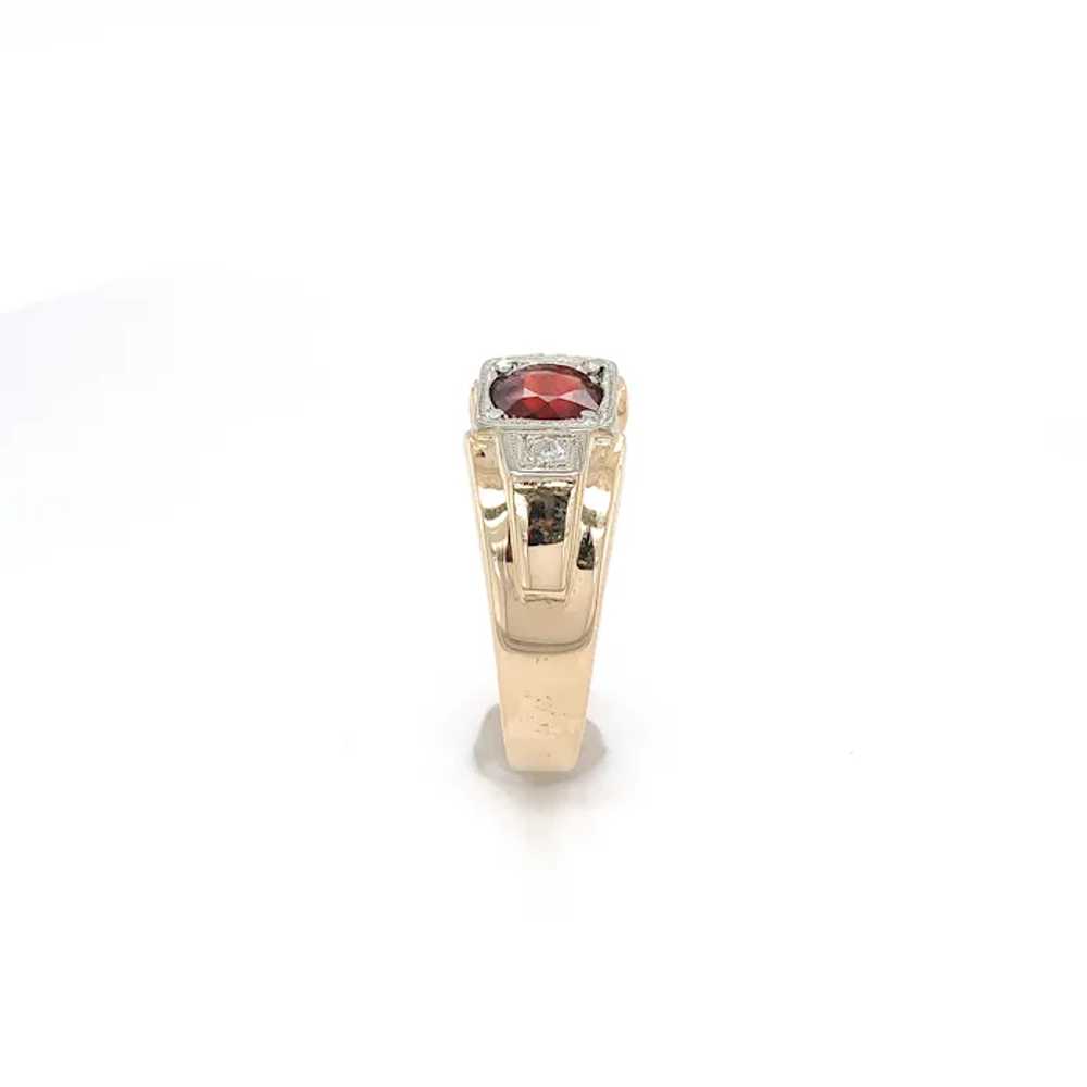 14K Yellow Gold 1.57 carat Garnet & Diamond Ring - image 3