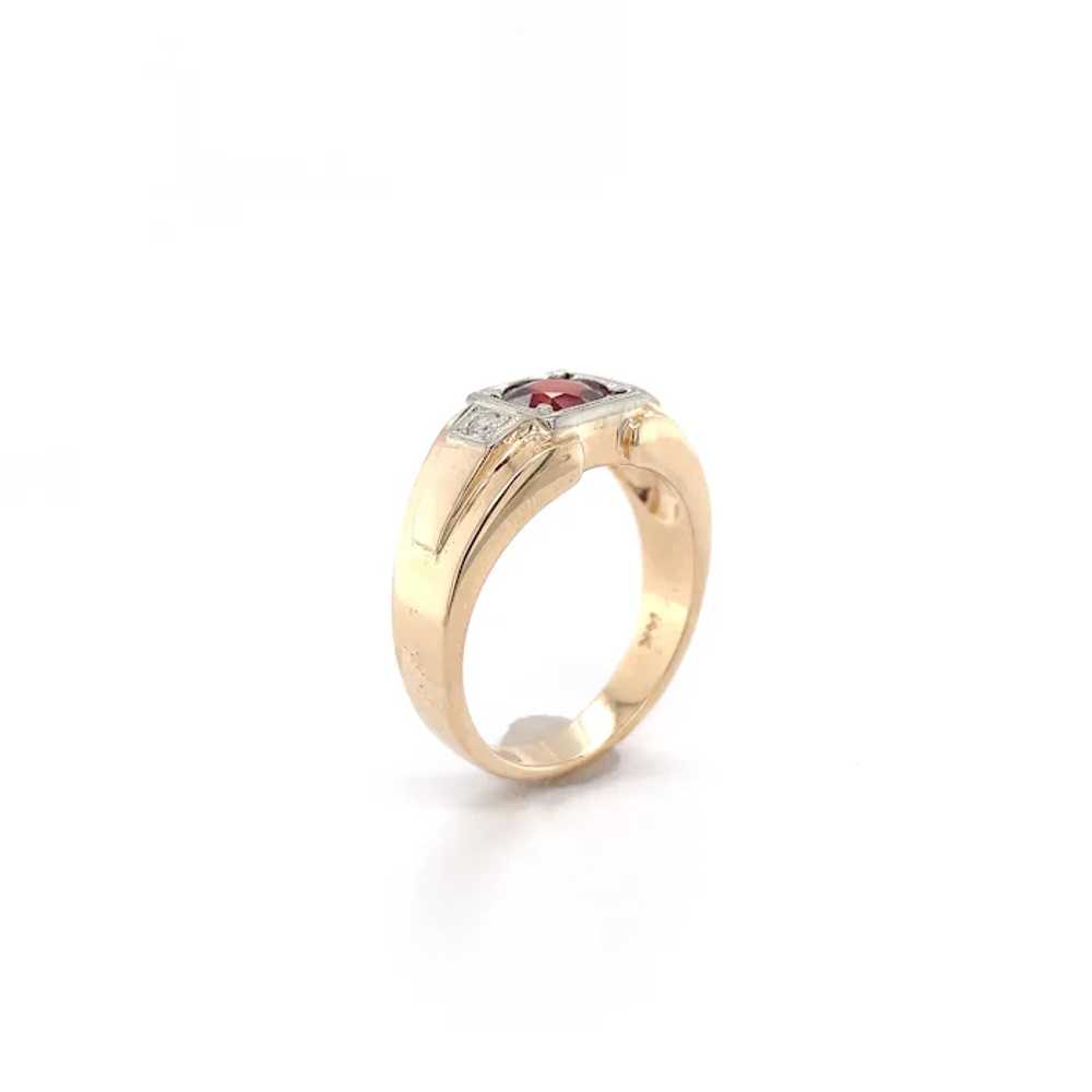 14K Yellow Gold 1.57 carat Garnet & Diamond Ring - image 4