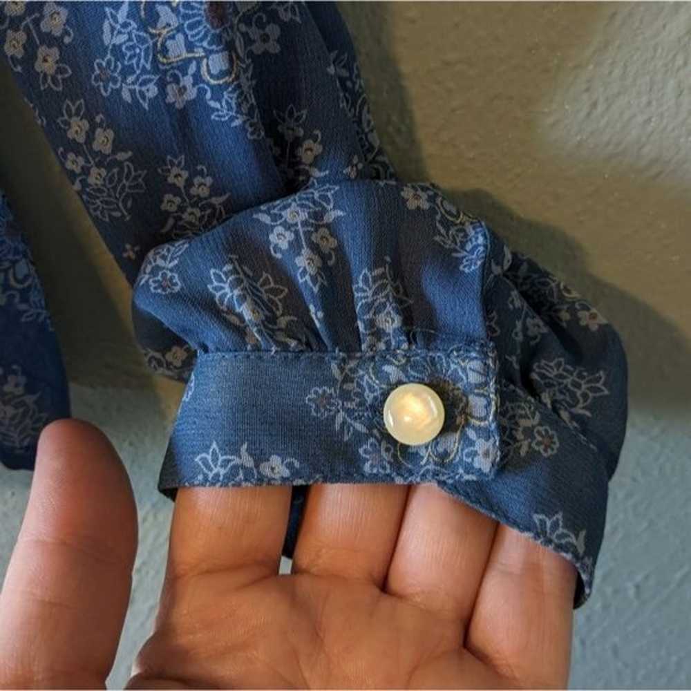Vintage 90's Blue Sheer Boho Ruffle Long Sleeve S… - image 4