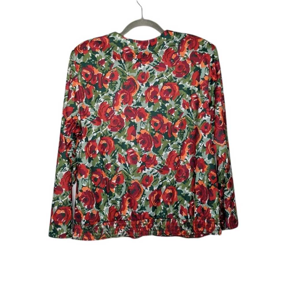 Vtg Rose Art Shoulder Pads 80s Shirt Pullover Blo… - image 2