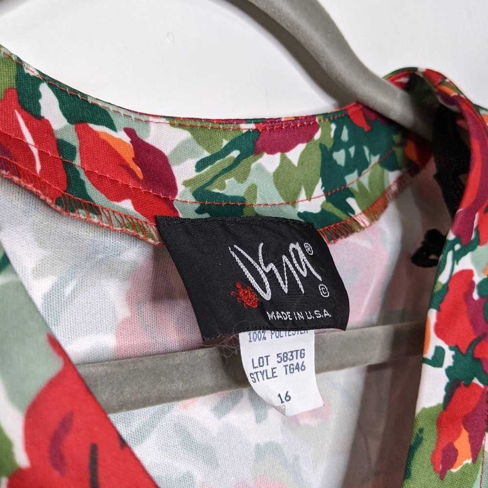 Vtg Rose Art Shoulder Pads 80s Shirt Pullover Blo… - image 3