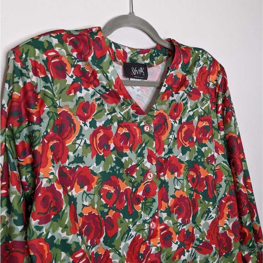 Vtg Rose Art Shoulder Pads 80s Shirt Pullover Blo… - image 4