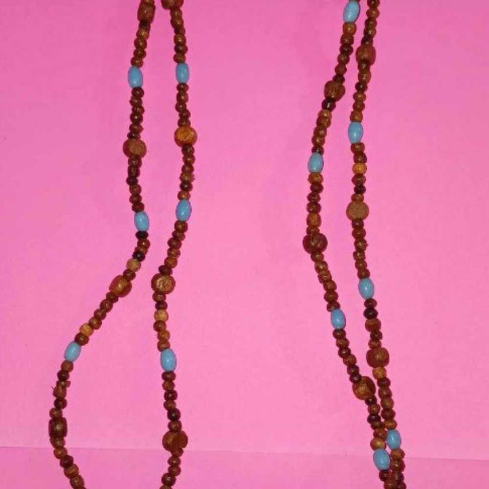 Vintage Wood Beaded Necklace - image 3