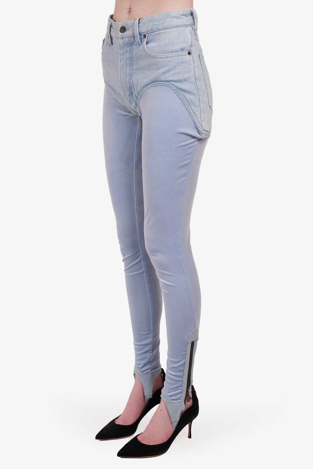 Y Project Blue Denim/Velvet Stirrup Pants Size S - image 2