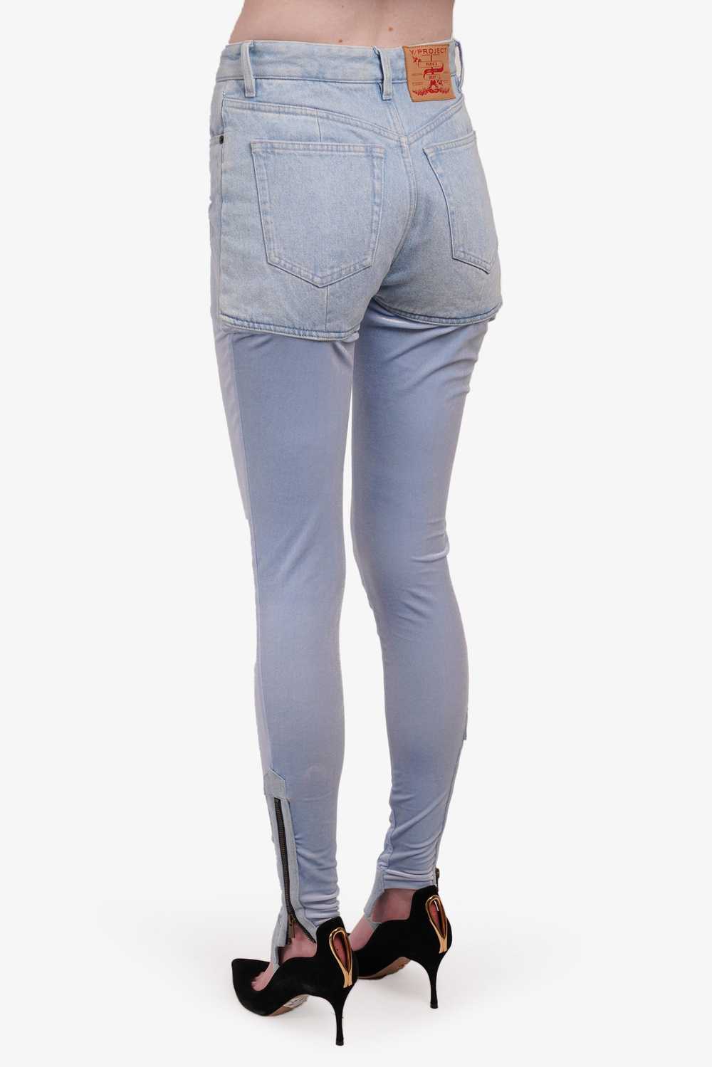 Y Project Blue Denim/Velvet Stirrup Pants Size S - image 3