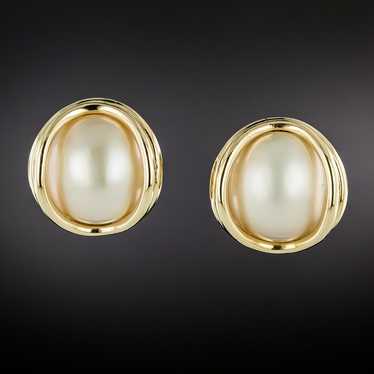 Estate Mabé Pearl Earrings - image 1