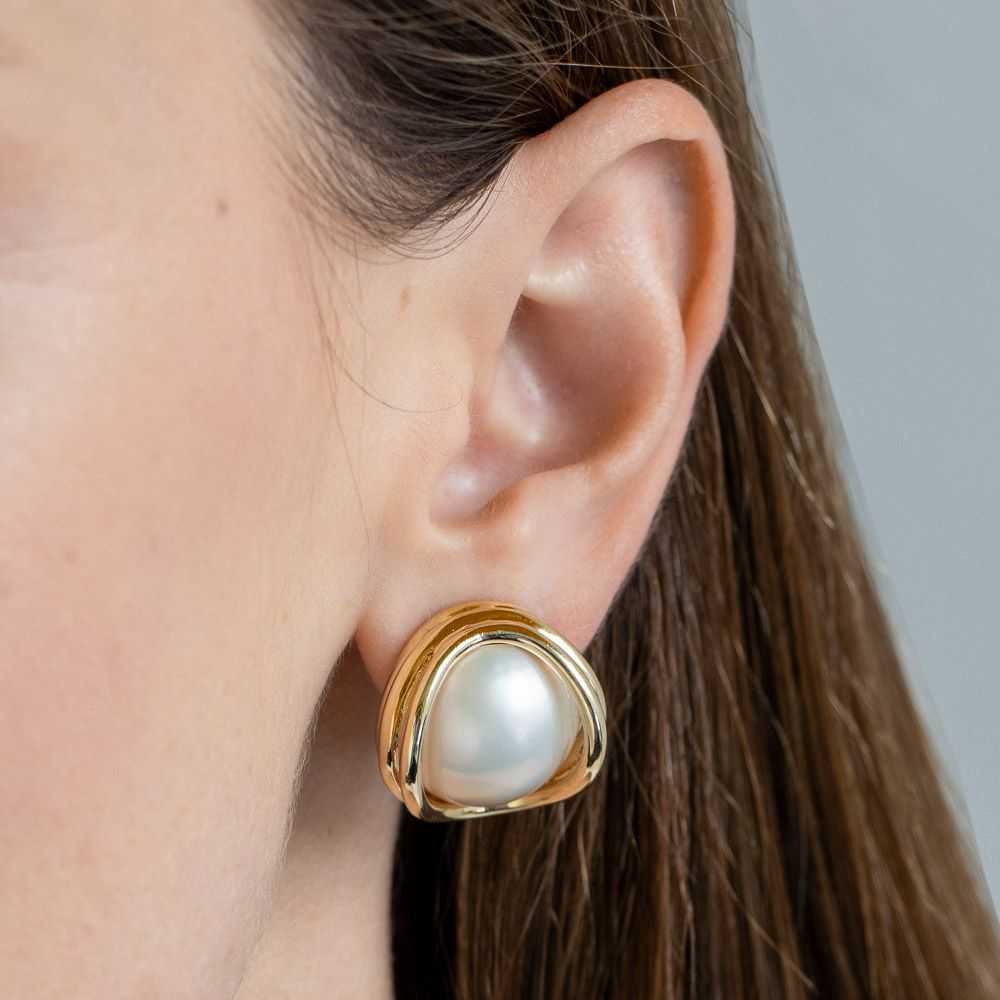 Estate Mabé Pearl Earrings - image 3