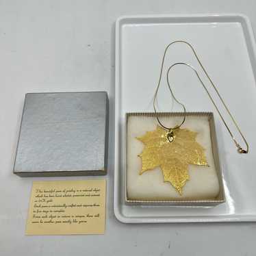 24K Gold Plated Maple Leaf Necklace | Used,… - image 1