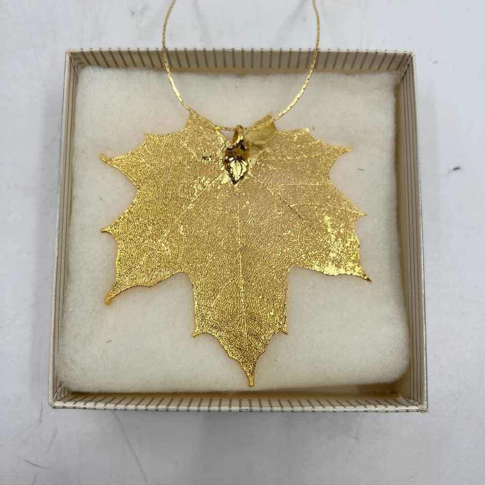 24K Gold Plated Maple Leaf Necklace | Used,… - image 2