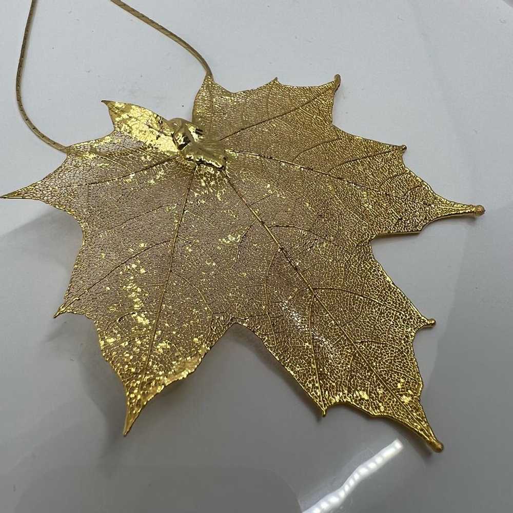 24K Gold Plated Maple Leaf Necklace | Used,… - image 4
