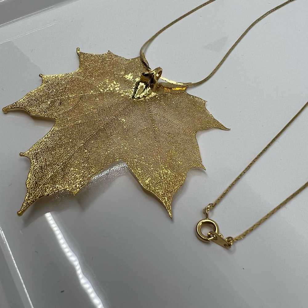 24K Gold Plated Maple Leaf Necklace | Used,… - image 5