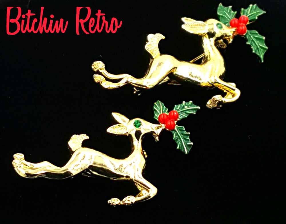 Gerrys Vintage Reindeer Brooch Set with Rudolph a… - image 3