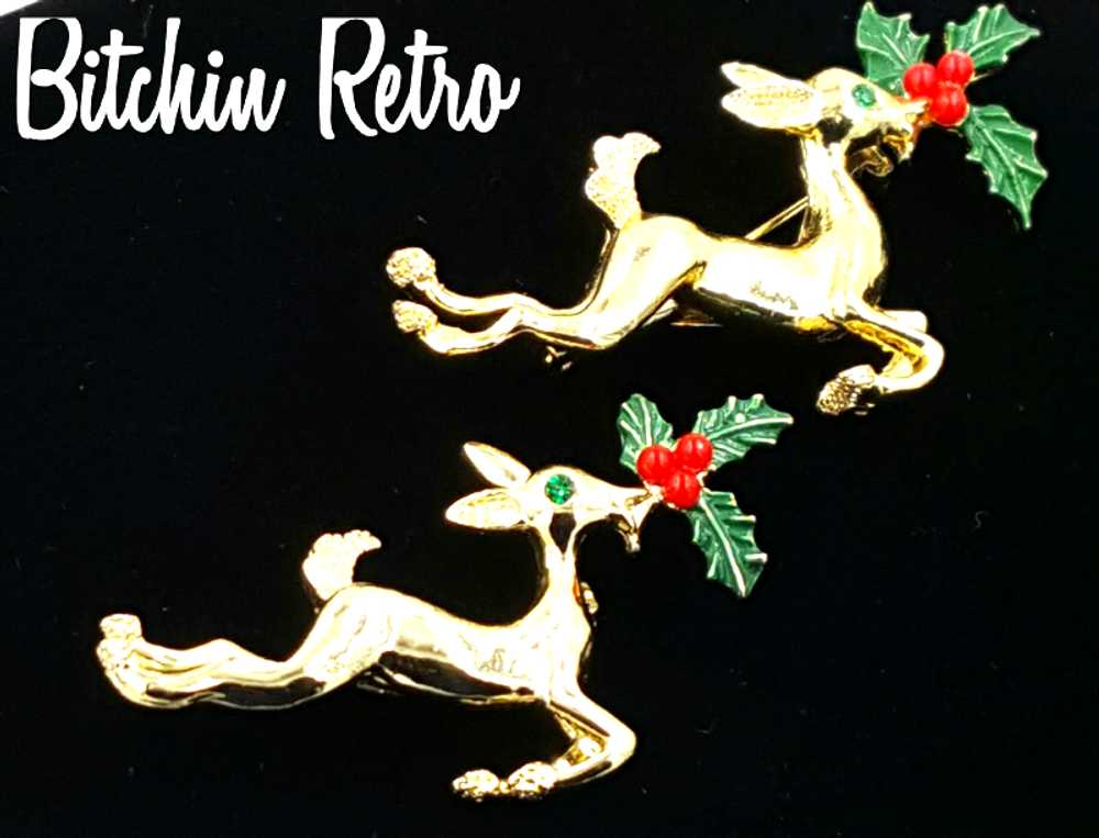 Gerrys Vintage Reindeer Brooch Set with Rudolph a… - image 4