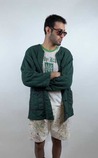 OVERDYED FOREST GREEN THICK QUILTED LINER JACKET