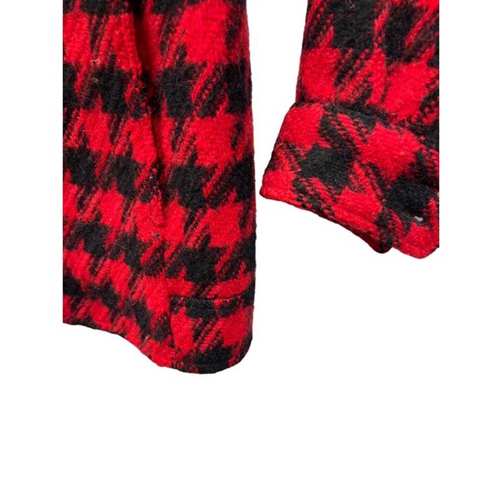 Pendleton Vintage Red and Black Wool Houndstooth … - image 4