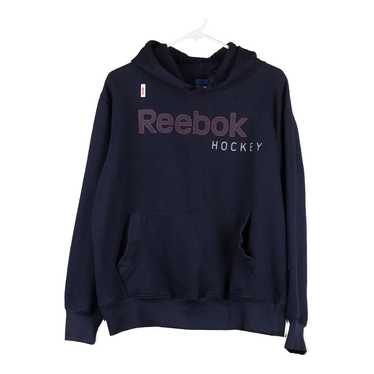 Hockey Reebok Spellout Hoodie - Medium Navy Cotto… - image 1