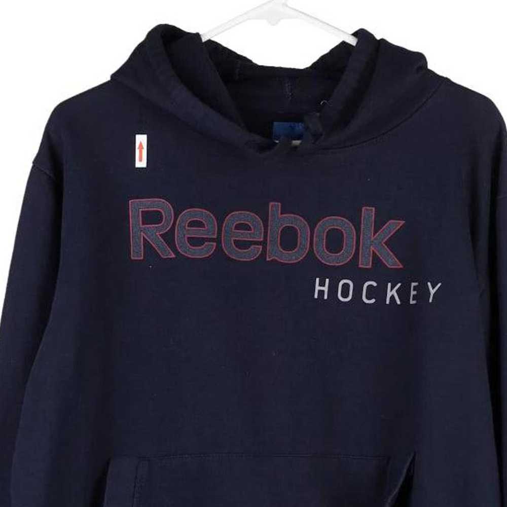 Hockey Reebok Spellout Hoodie - Medium Navy Cotto… - image 3