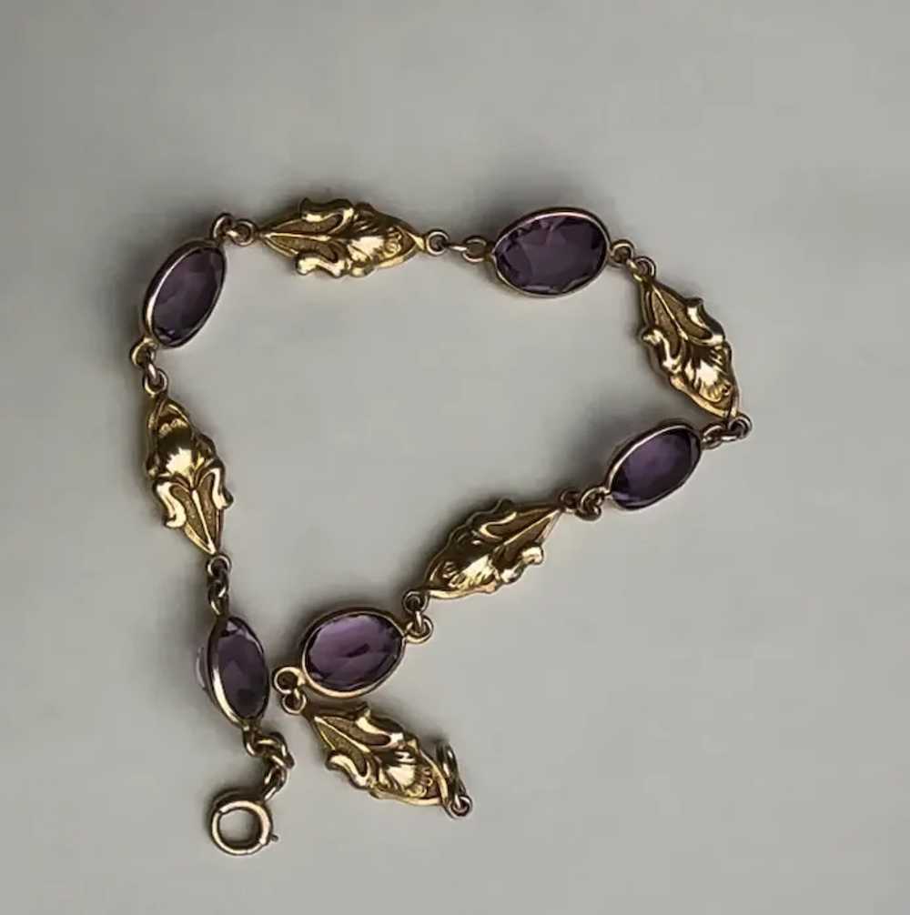 14k Art Nouveau Amethyst Bracelet - image 4