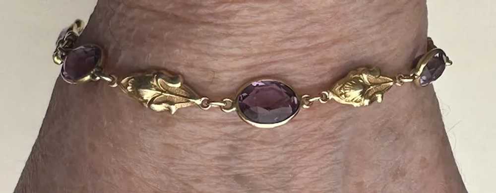14k Art Nouveau Amethyst Bracelet - image 5