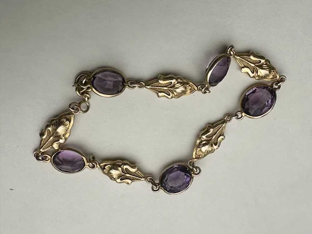 14k Art Nouveau Amethyst Bracelet - image 7