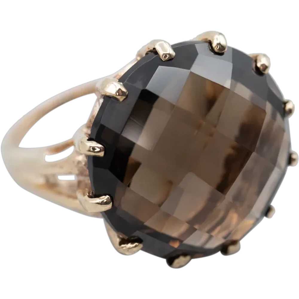 Vintage Smoky Quartz Cocktail Ring - image 1