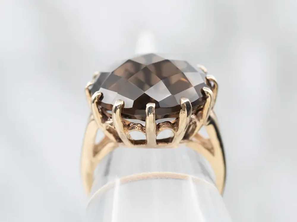 Vintage Smoky Quartz Cocktail Ring - image 3