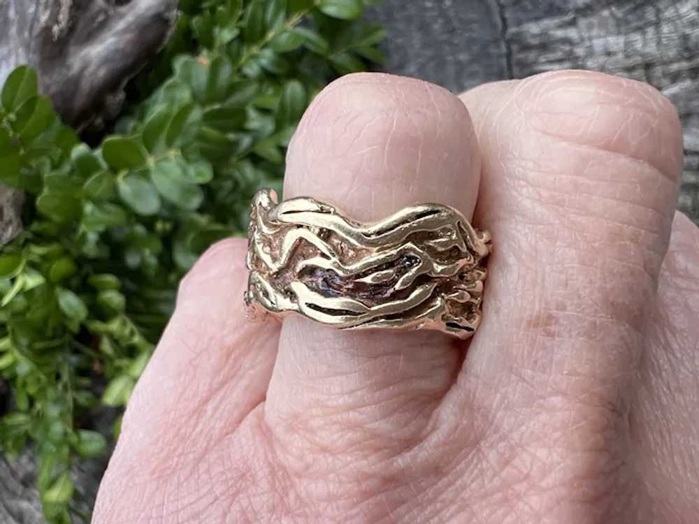 14K Yellow Gold Textured Gold Cigar Band - image 7