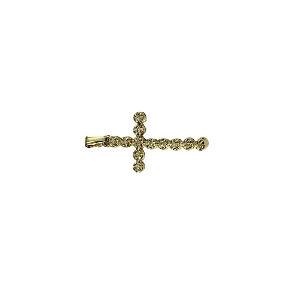 14 Karat Yellow Gold Diamond Cross Pendant #16113 - image 2